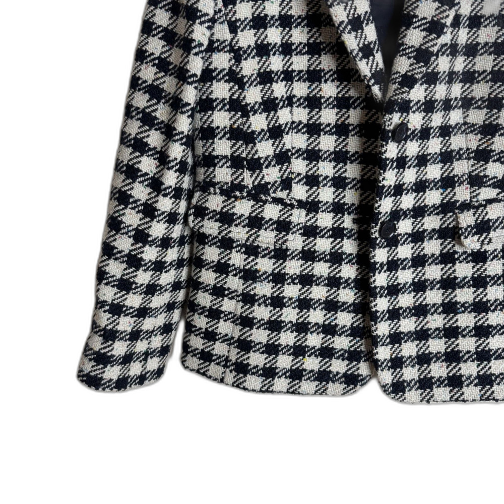 Talbots Blazer Womens 10 Black White Houndstooth Wool Blend Tweed Jacket office - Picture 4 of 12